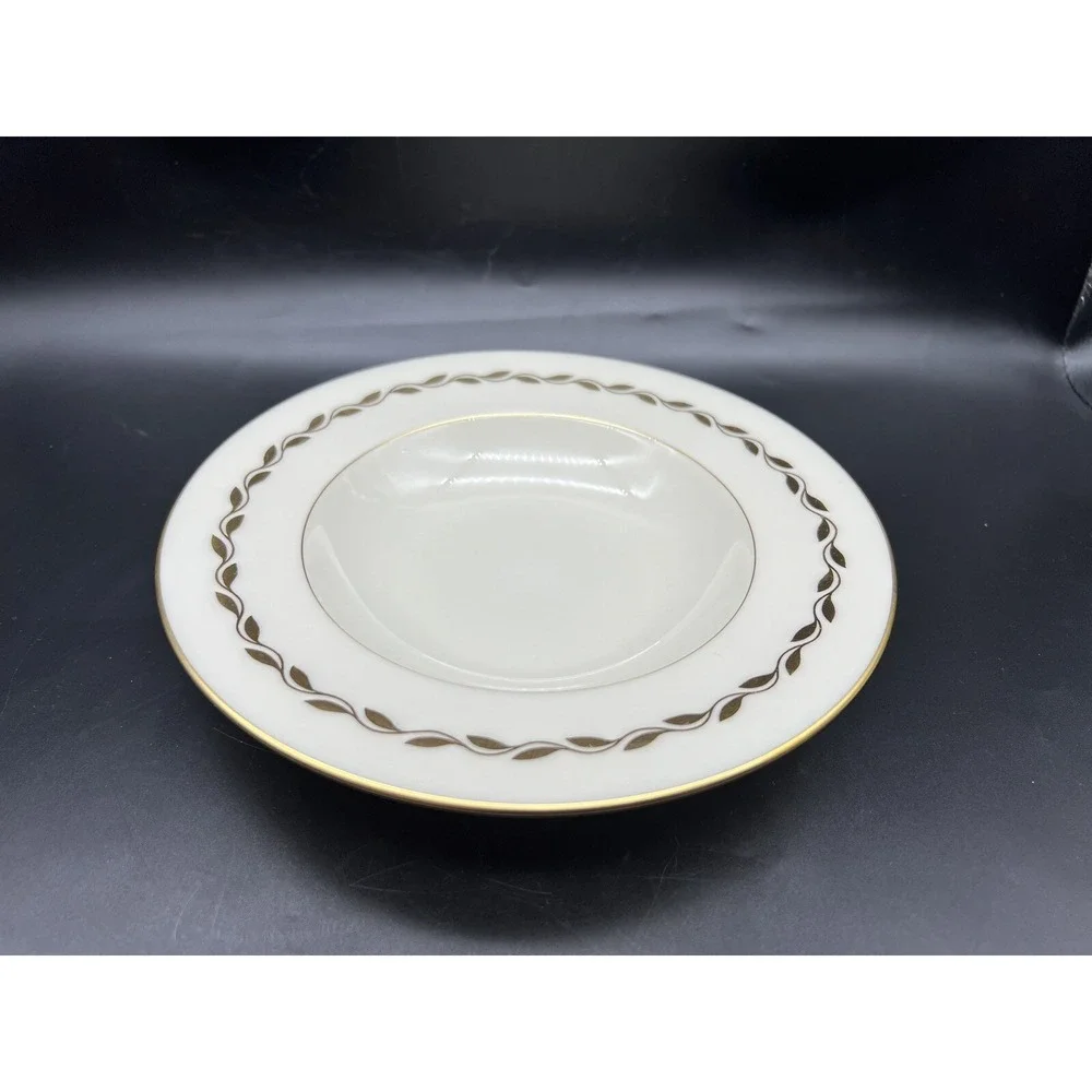 Vintage Lenox Golden Wreath Flat Rimmed Soup Bowl 8.25